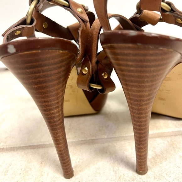 GUESS Ormandi Platform Gladiator Women's Heels sandals Brown leather Y2K 9.5M - Picture 7 of 9
